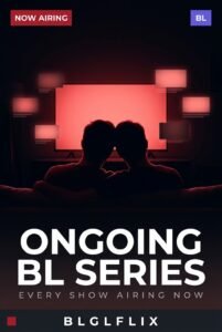 Ongoing BL series cover: two silhouetted men in front of a glowing red wall of screens