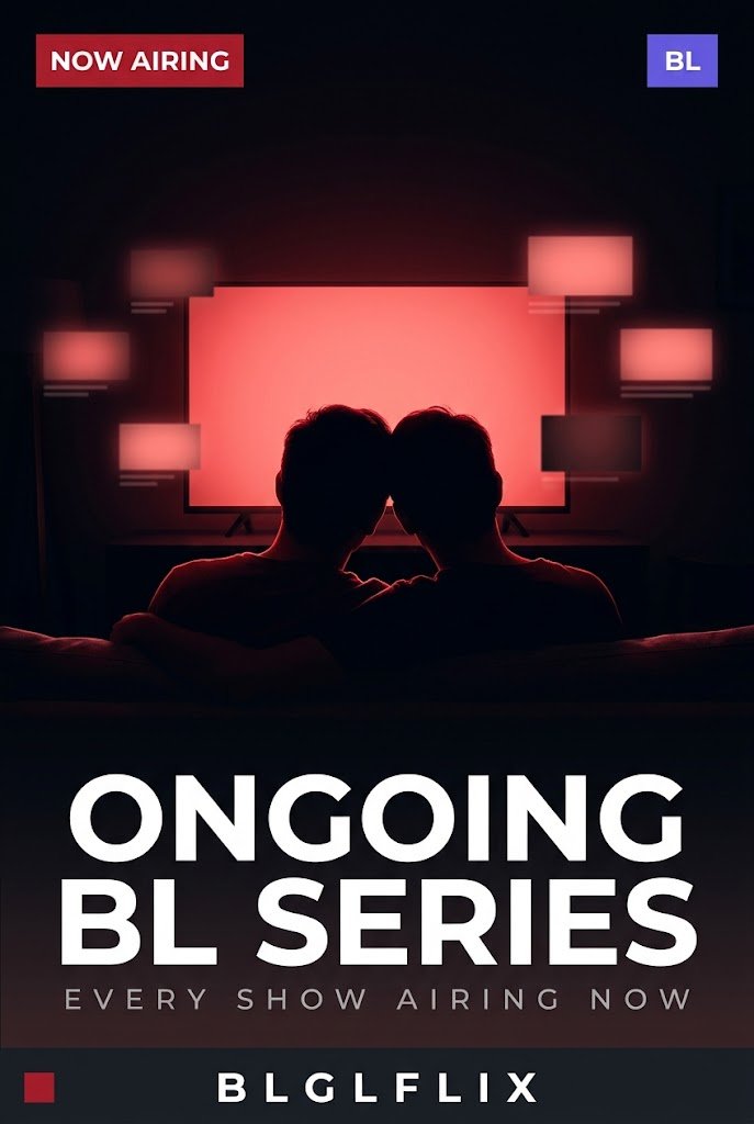 Ongoing BL series cover: two silhouetted men in front of a glowing red wall of screens