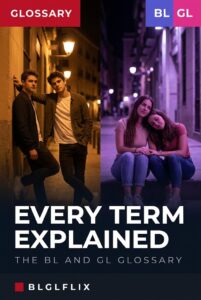 A city street at night split into warm and cool light with a couple on each side, cover image for the BL and GL terms glossary
