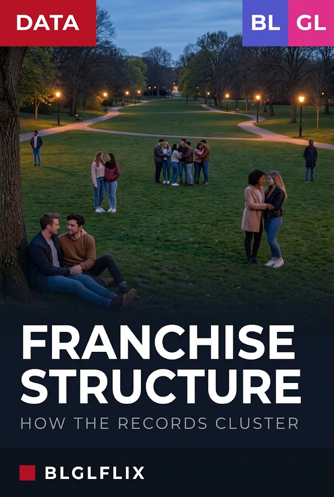 Couples scattered across a park at blue hour in clusters and alone, cover image for an article on franchise and sequel structure