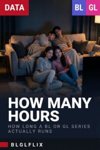 A late night living room lit only by a television, two couples watching together, cover image for an article measuring how long a BL or GL series runs