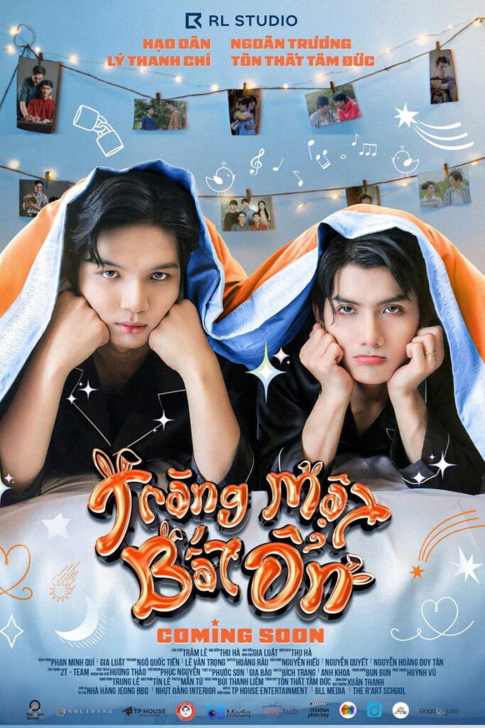 Vertical poster for the 2023 Vietnamese boys' love special Stormy Honeymoon (Trang Mat Bat On)