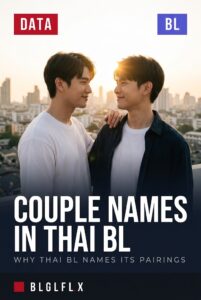 Two young men standing close together on a Bangkok rooftop at golden hour, cover image for an article on why Thai BL names its performer pairings