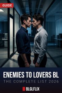 Two men in shirts facing each other in a dark glass office corridor